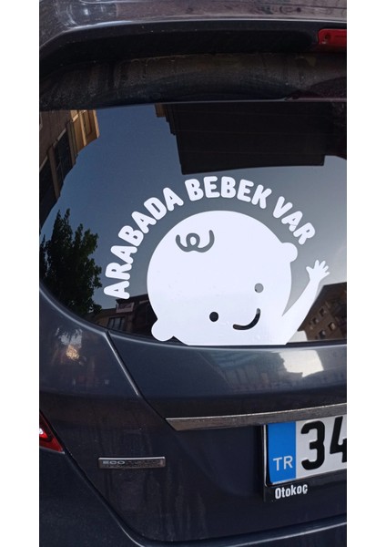 Arabada Bebek Var Araba Cam Sticker 24X28CM Tek Elli modelleri