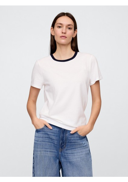 Kadın Orange Kıss Neon Bisiklet Yaka T-Shirt
