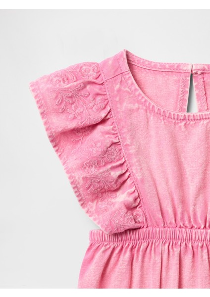 Bebek Pembe Balon Kol Denim Şort Tulum fiyatları