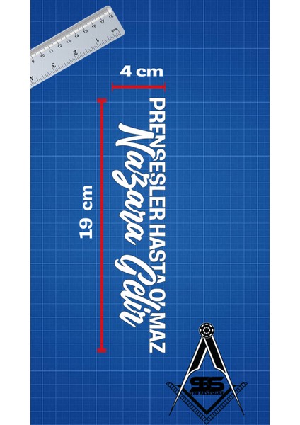 Prensesler Hasta Olmaz, Nazara Gelir Yazı Jdm Araba-Motosiklet Cam Etiket Sticker 19X4CM Beyaz Renk modelleri