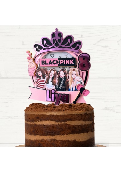 Blackpink Temalı Kız Çocuk Doğum Günü Isme Özel 3D Pasta Parti Süsü Cake Topper (22 x 21 cm )