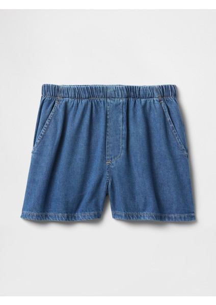 Kadın Mavi Mid Rise Ultrasoft Denim Boxer Şort fırsatları