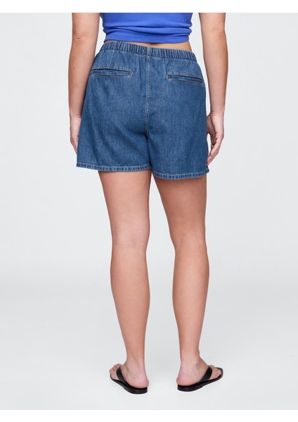 Kadın Mavi Mid Rise Ultrasoft Denim Boxer Şort indirimleri