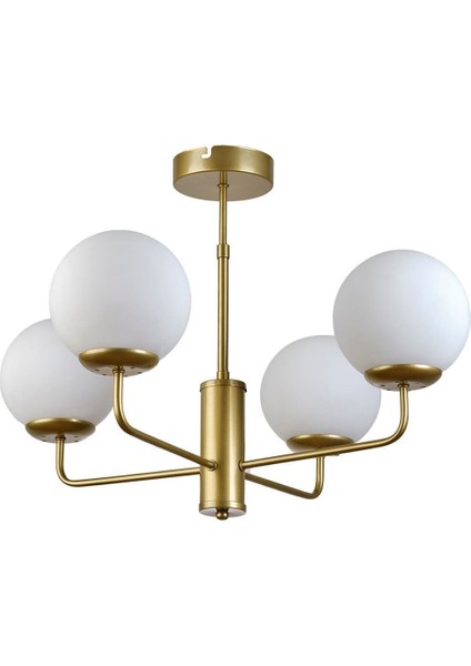 Lapis Modern Tasarım Salon Mutfak Yatak Odası Eskitme Renk Beyaz Camlı 4 Lü Avize