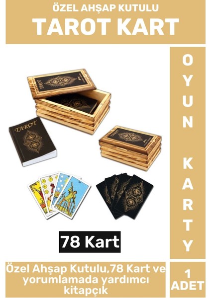 Premium Manevi Ruhsal Rehberlik Kader 78 Kartlı Ahşap Kutulu Yorumlama Kitapçıklı Tarot Kartları