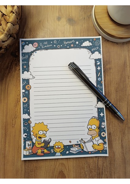 Özel Tasarım Çizgi Film Karakterleri Temalı Notepad
