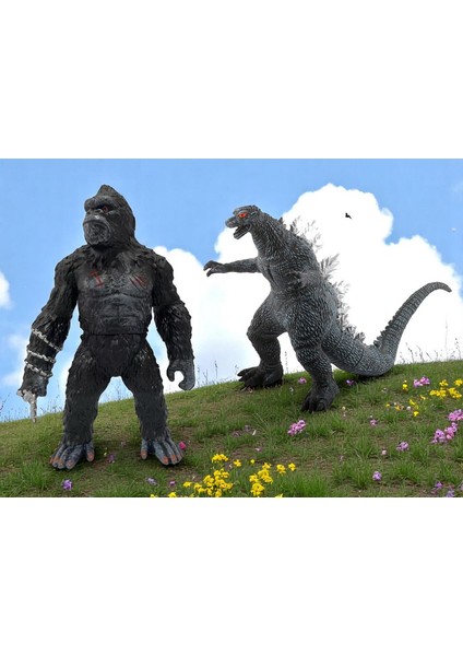 Godzilla Vs. Kong Giant King Ejderha Godzilla Goril Kong 2'li Aksiyon Figür Karakter Oyuncak Seti