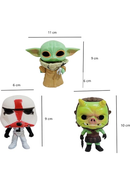Mandalorian Grogu Baby Yoda Incinerator Stormtrooper Gamorrean Fighter Kylo Ren 6'lı Figür Oyuncak