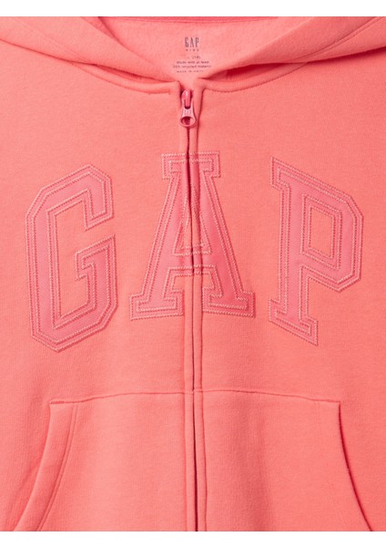 Kız Çocuk Pembe Gap Logo Vintagesoft Fleece Fermuarlı Sweatshirt