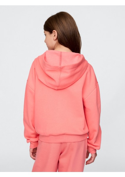 Kız Çocuk Pembe Gap Logo Vintagesoft Fleece Fermuarlı Sweatshirt