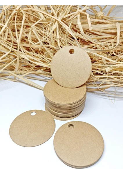 Kraft Yuvarlak Etiket / Ürün Etiketi / 100 Adet Baskısız (5 Cm)
