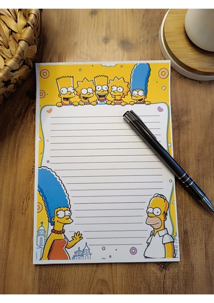 Özel Tasarım Çizgi Film Karakterleri Temalı Notepad