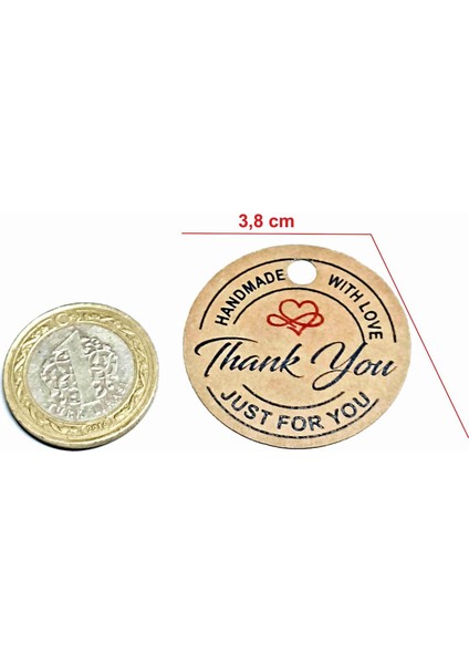 Thank You Kart / 100 Adet Kraft Hand Made With Love Etiket (3,8 Cm) fiyatları