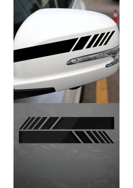 Yan Ayna Şerit Araba-Motosiklet Cam Etiket Sticker 18X5CM Siyah Renk