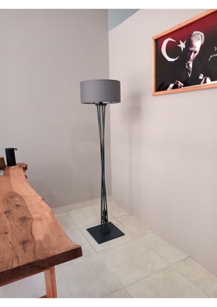 Ahşap Ahşap Lambader Antrasit Tek Ayaklı 1 Gri Tr 101-150 E27
