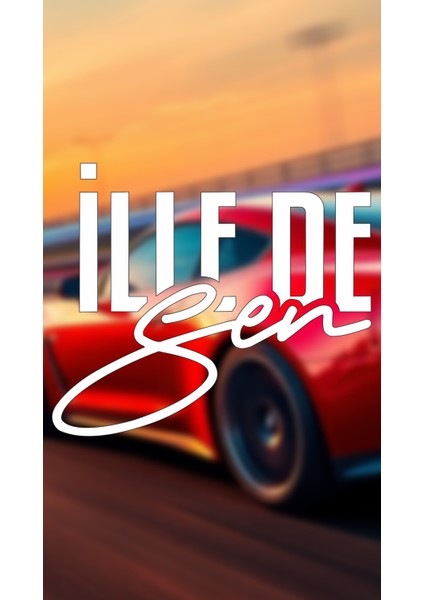 Ille De Sen Yazı Jdm Araba-Motosiklet Cam Etiket Sticker 14X12CM Beyaz Renk