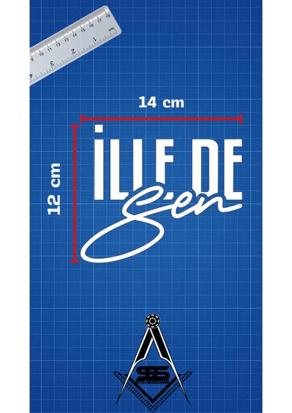 Ille De Sen Yazı Jdm Araba-Motosiklet Cam Etiket Sticker 14X12CM Beyaz Renk fiyatları