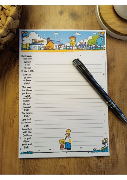 Özel Tasarım Çizgi Film Karakterleri Temalı Notepad