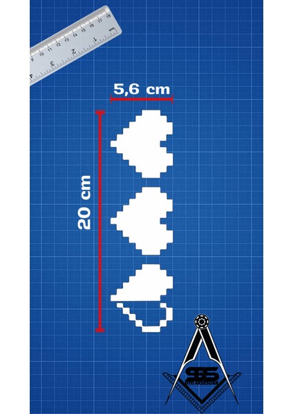 Pixel Art Kalp Jdm Araba-Motosiklet Cam Etiket Sticker 20X5,6CM Beyaz Renk fiyatları