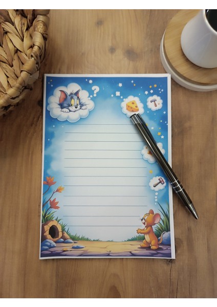 Özel Tasarım Çizgi Film Karakterleri Temalı Notepad