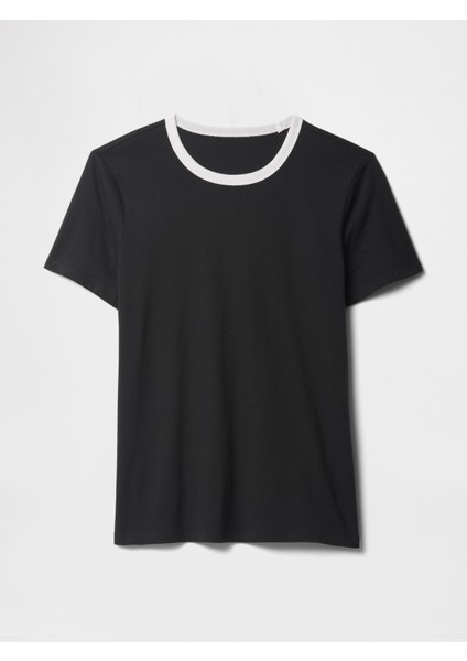 Kadın Siyah Bisiklet Yaka T-Shirt fiyatları