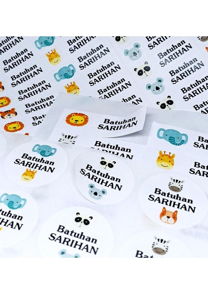 Isim Baskılı Defter Kalem Okul Etiket Seti (198 Adet Sevimli Hayvan Temalı)