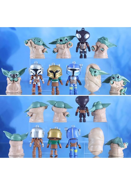 Star Wars The Mandalorian Baby Yoda Boba Fett Grogu Karakter Figür Oyuncak & 10LU Koleksiyon Seti