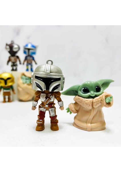 Star Wars The Mandalorian Baby Yoda Boba Fett Grogu Karakter Figür Oyuncak & 10LU Koleksiyon Seti