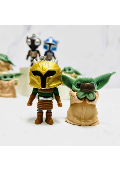 Star Wars The Mandalorian Baby Yoda Boba Fett Grogu Karakter Figür Oyuncak & 10LU Koleksiyon Seti