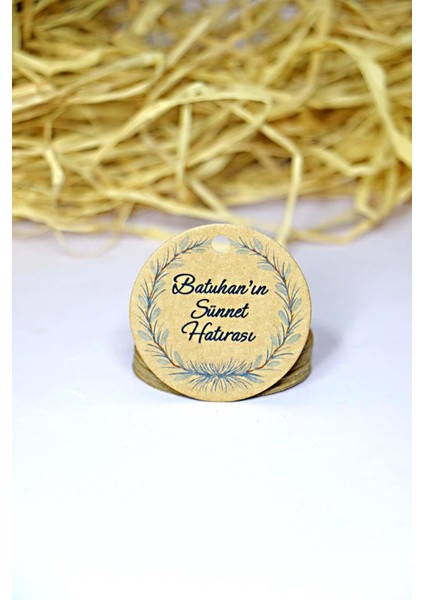Baskılı Kraft Karton Etiket / Sünnet Etiketi / Doğum Günü -Mevlüt Etiketi 100 Adet (5 Cm)