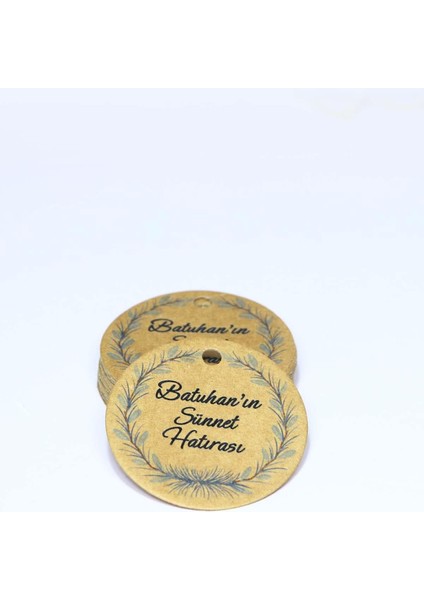Baskılı Kraft Karton Etiket / Sünnet Etiketi / Doğum Günü -Mevlüt Etiketi 100 Adet (5 Cm)