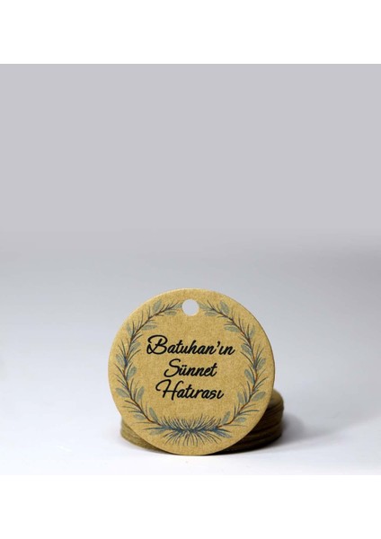 Baskılı Kraft Karton Etiket / Sünnet Etiketi / Doğum Günü -Mevlüt Etiketi 100 Adet (5 Cm)