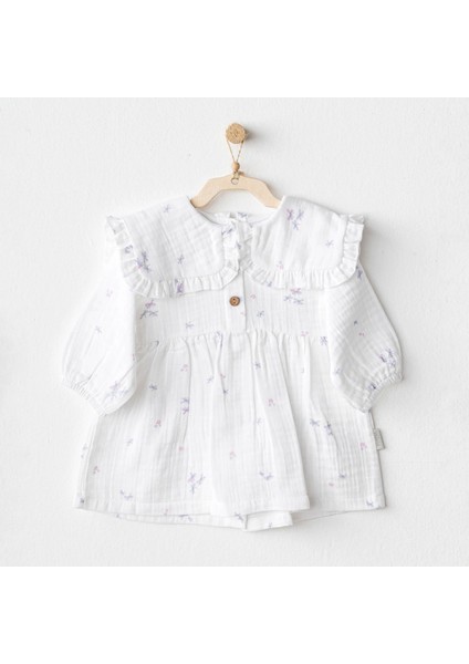Andywawa AC25585 Magical Butterfly Müslin Bebek Elbise White