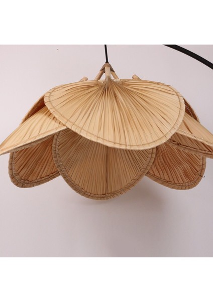 Tek Ayaklı Palmiye Tasarım Lambader 220X120 cm Bej 200+ Ahşap E27 8