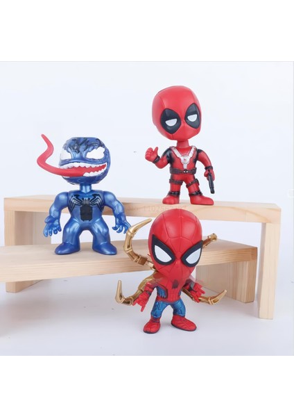Marvel 6lı Anime Karakter Figür Oyuncak Seti Spiderman Black S.man Venom Carnage Deadpool Bir Arada