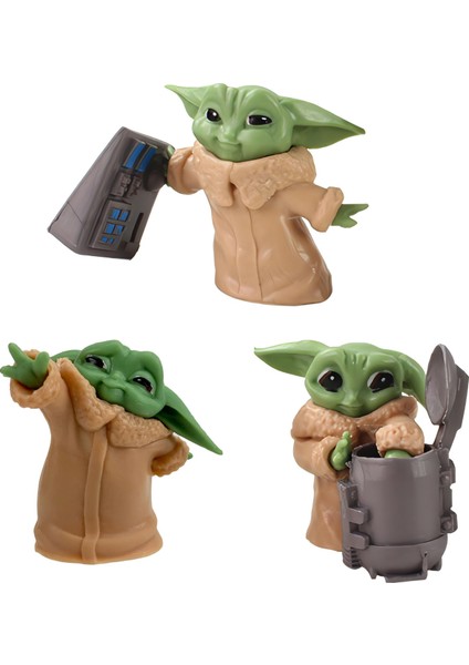 The Mandalorian Baby Yoda Grogu Bebek Yoda Aksiyon Figür Oyuncak Seti 3 Yoda Figürü Bir Arada Set A