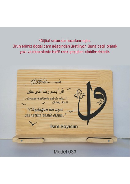 Münzevi İsme Özel Masaüstü Rahle/kitap Okuma STANDI-MODEL033