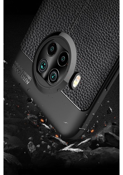 Xiaomi Redmi Note 9 Pro 5g Kılıf Focus Derili Silikon - Siyah Glstd
