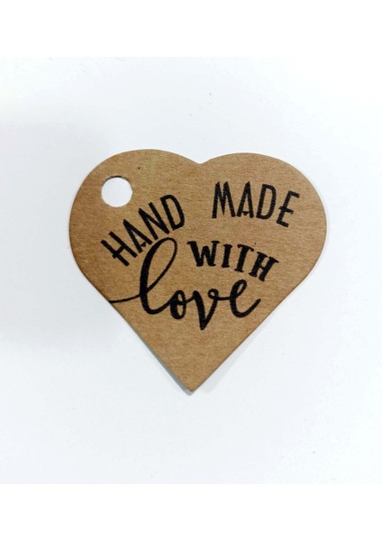 Kraft Kalp Şeklinde "hand Made With Love" Baskılı Kart (50 Adet) 4,5- 5 cm fiyatları