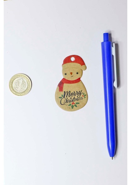 Kardan Adam Temalı Yeni Yıl Etiketi-Merry Christmas-Kraft Yılbaşı Etiketi(3,8x6,5 Cm)60 Adet modelleri
