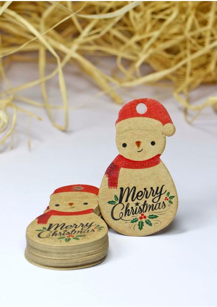 Kardan Adam Temalı Yeni Yıl Etiketi-Merry Christmas-Kraft Yılbaşı Etiketi(3,8x6,5 Cm)60 Adet fırsatları