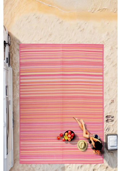 Melaris Plaj Karavan Halısı Hasır Kilim Katlanabilir Halı Balkon Teras Bahçe Kamp Halısı
