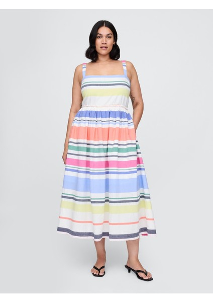 Kadın Çok Renkli Çizgili Maxi Elbise fırsatları