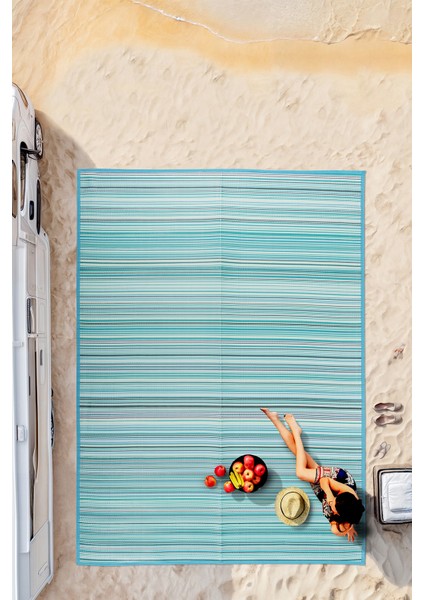 Melaris Plaj Karavan Halısı Hasır Kilim Katlanabilir Halı Balkon Teras Bahçe Kamp Halısı