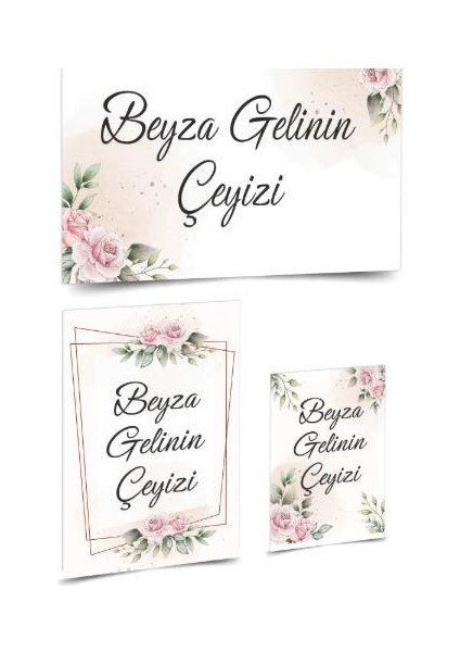 Isim Baskılı Çeyiz Etiket Seti (32 Adet, 3 Farklı Boy)