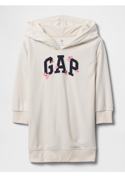 Kız Bebek Bej Vintage Soft Gap Logo Fransız Havlu Kumaş Sweatshirt Elbise