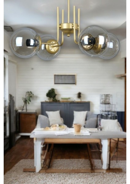 Tanya Modern Tasarım Mutfak - Salon - Yatak Odası - Tavan Eskitme Renk Bal Camlı 4 Lü Avize modelleri