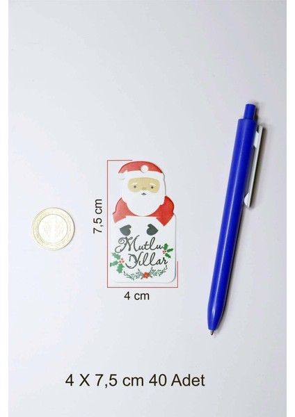 Noel Baba Temalı Yeni Yıl Etiketi - Mutlu Yıllar - Yılbaşı Etiketi (4 X7,5 Cm) 40 Adet fiyatları