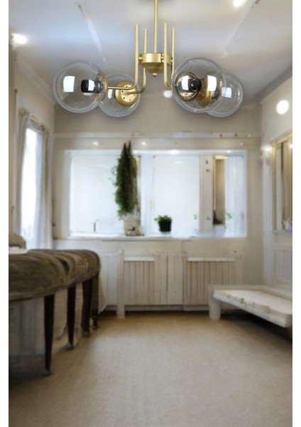 Tanya Modern Tasarım Mutfak - Salon - Yatak Odası - Tavan Eskitme Renk Bal Camlı 4 Lü Avize indirimleri