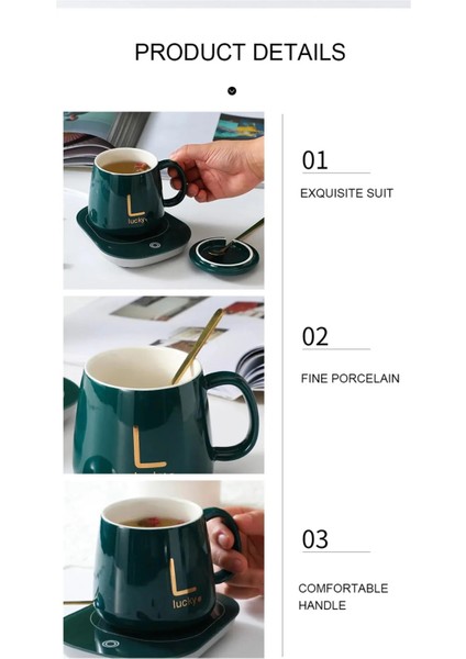 Lucky Tasarımlı 220 Volt Elektrikli Kapaklı Sıcak Tutan Isıtıcılı Kahve Kupa Fincan Bardak (Fişli) indirimleri